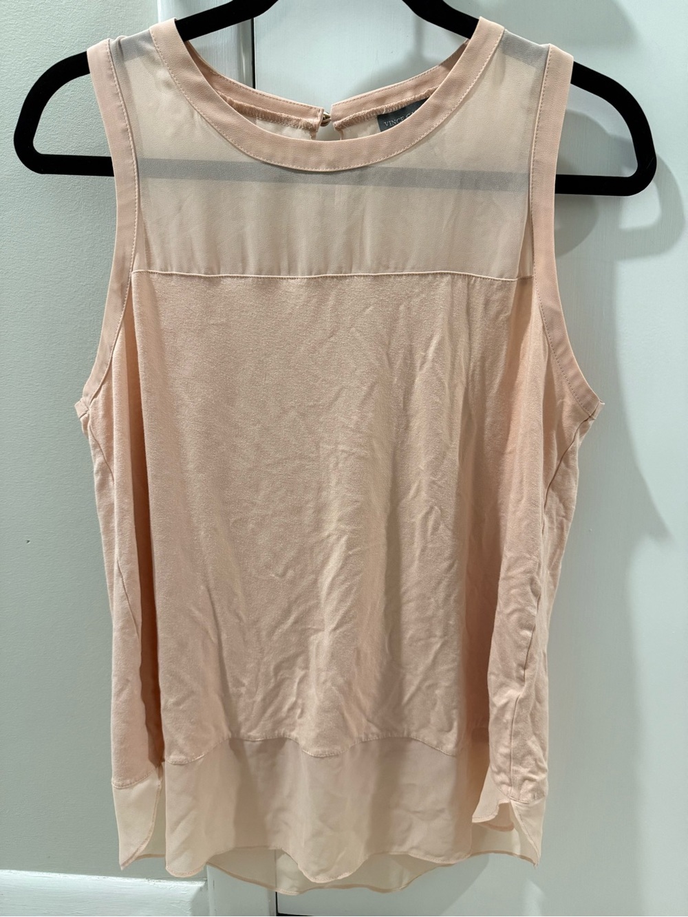 Vince Camuto Sleeveless Sheer Yoke Tank Top - Blush